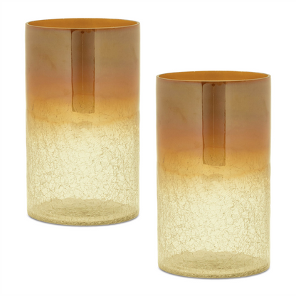 Gold Ombre Crackle Glass Vase (Set of 2)