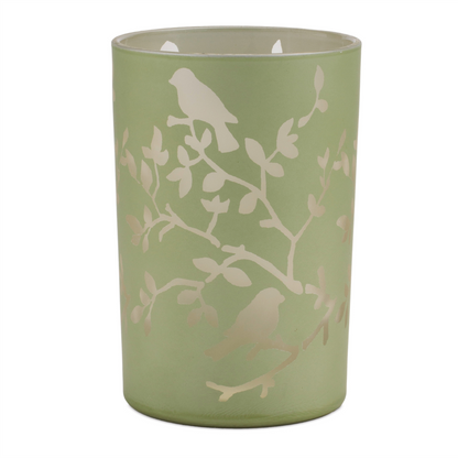 Frosted Floral Bird Candle Holder (Set of 2)