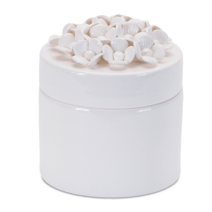 Stoneware Box with Floral Lid Accent (Set of 3)