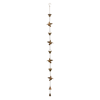 Iron Hummingbird Rain Chain 61.5"H