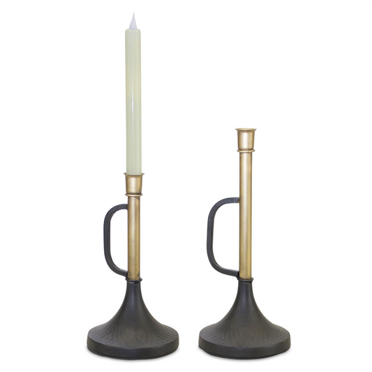 Metal Trumpet Taper Candle Holder (Set of 2)