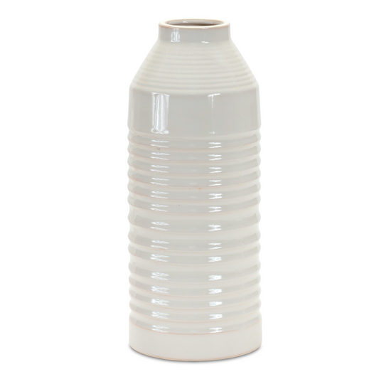 Modern Ribbed Terra Cotta Vase 14"H