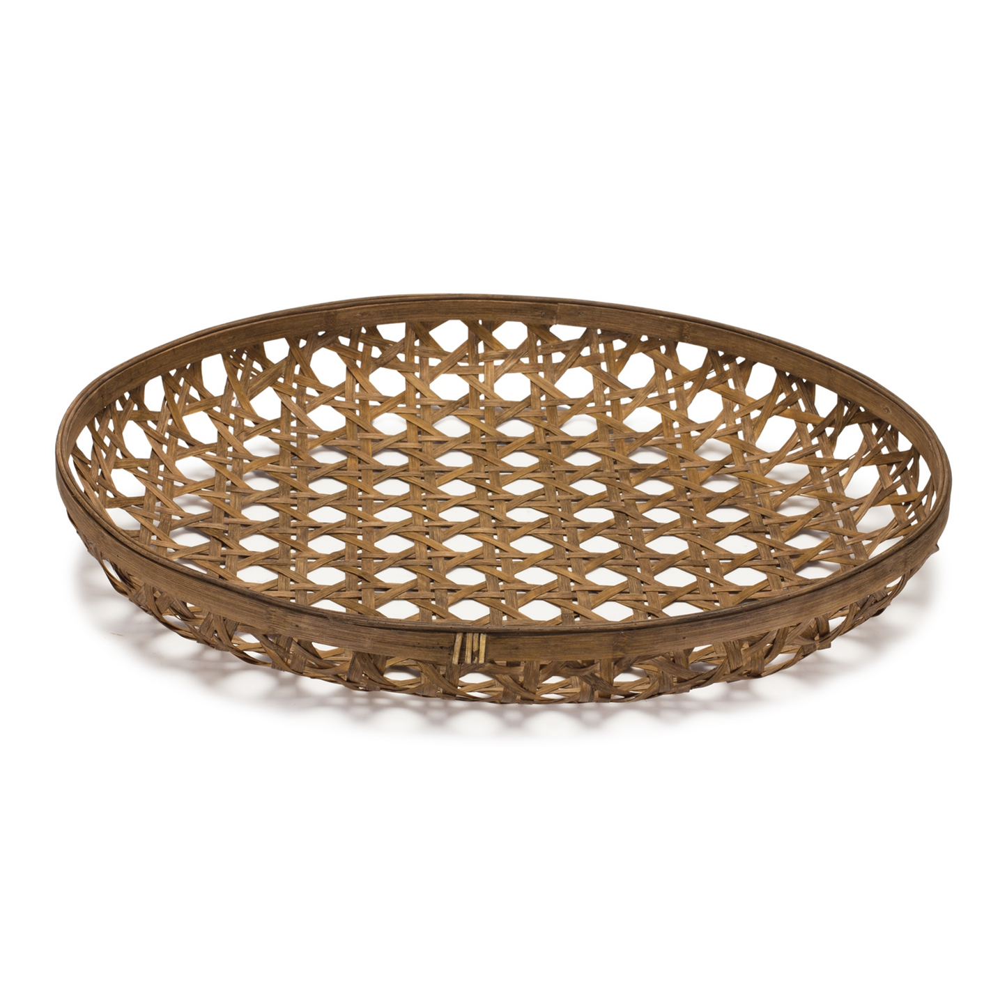Large Round Bamboo Wooden Tray 26"D