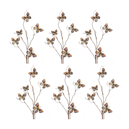 Blue and Orange Wire Butterfly Spray (Set of 6)