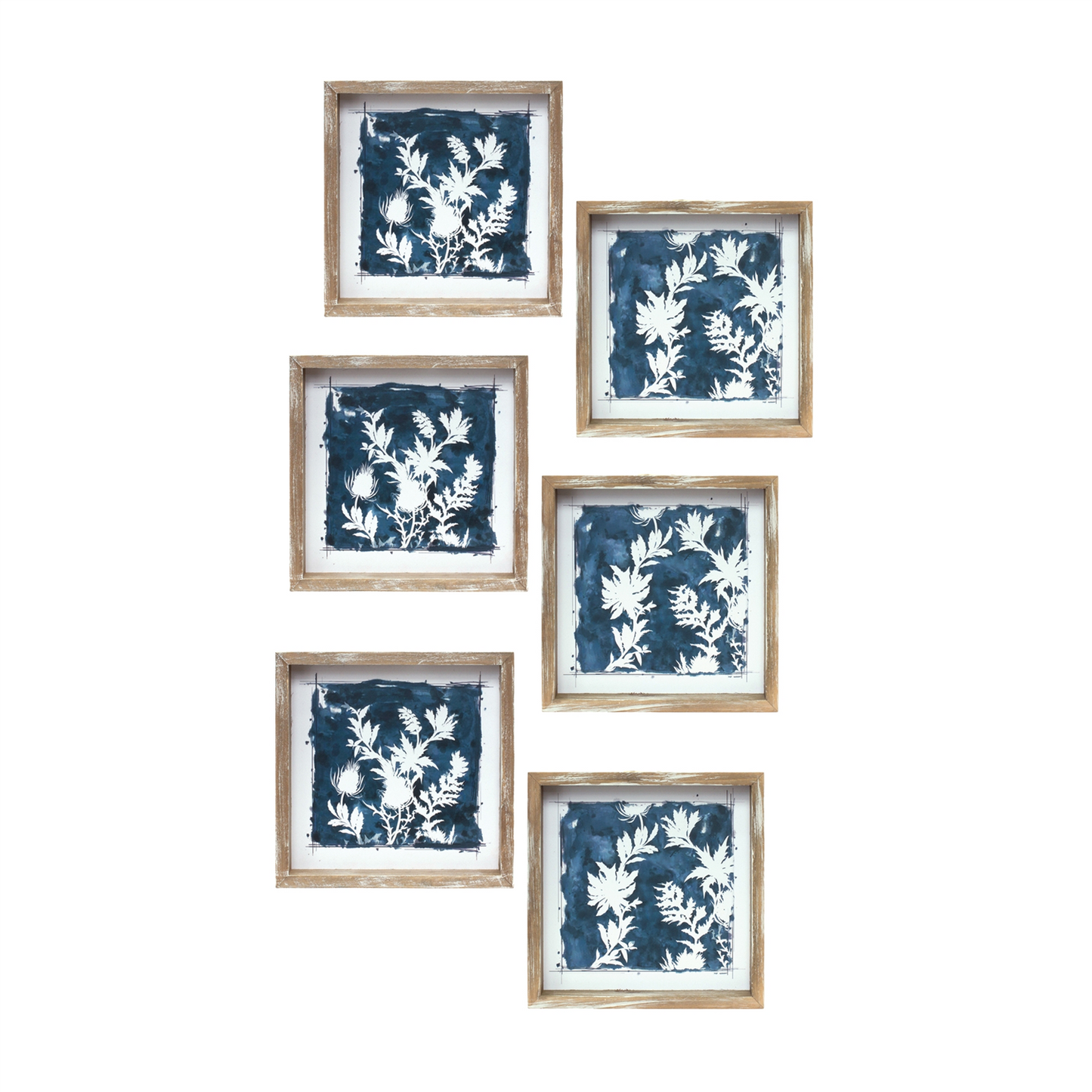 Wood Framed Floral Outline Print (Set of 6)
