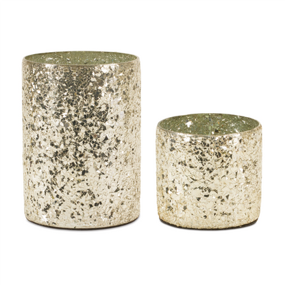 Gold Mosaic Glass Candle Holder (Set of 2)