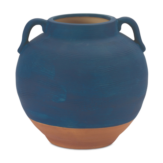 Ceramic Urn Vase with Terra Cotta Accent 7"H