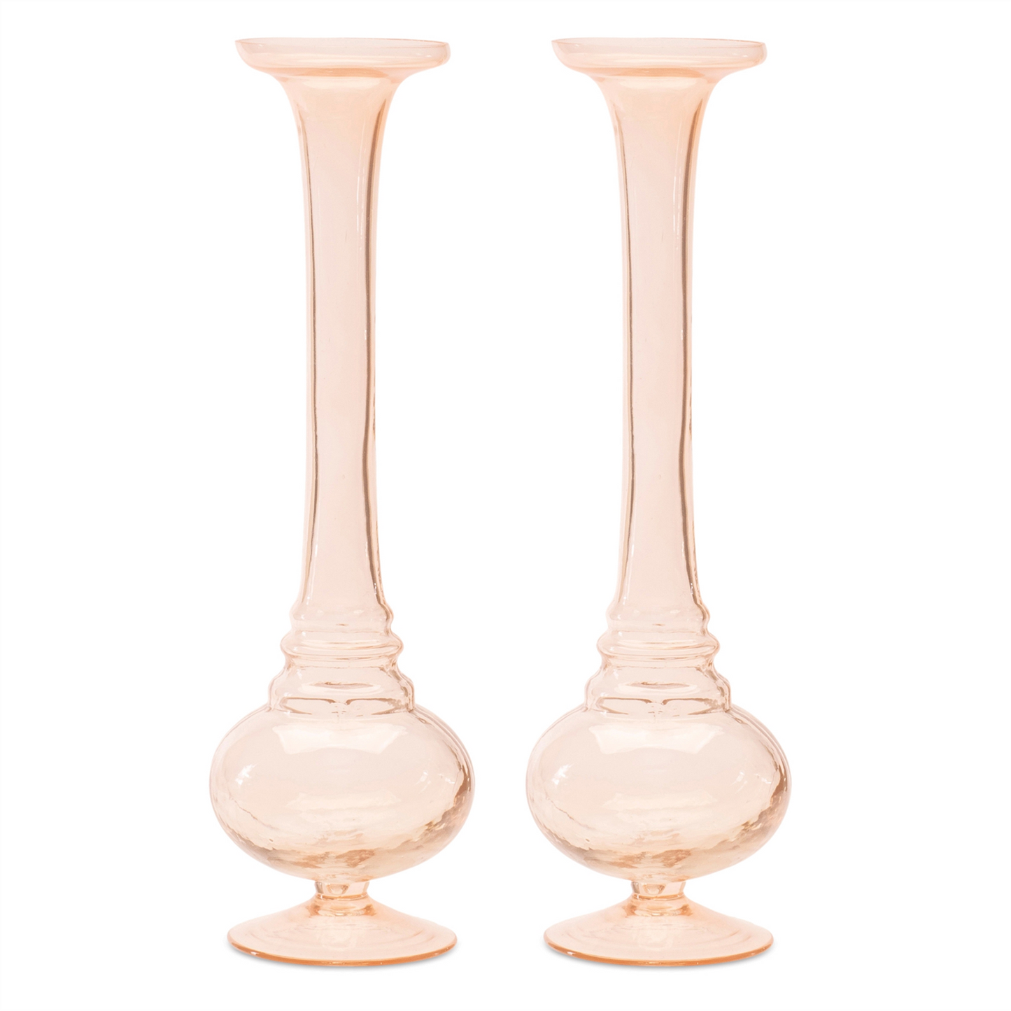 Pink Glass Stem Vase (Set of 2)