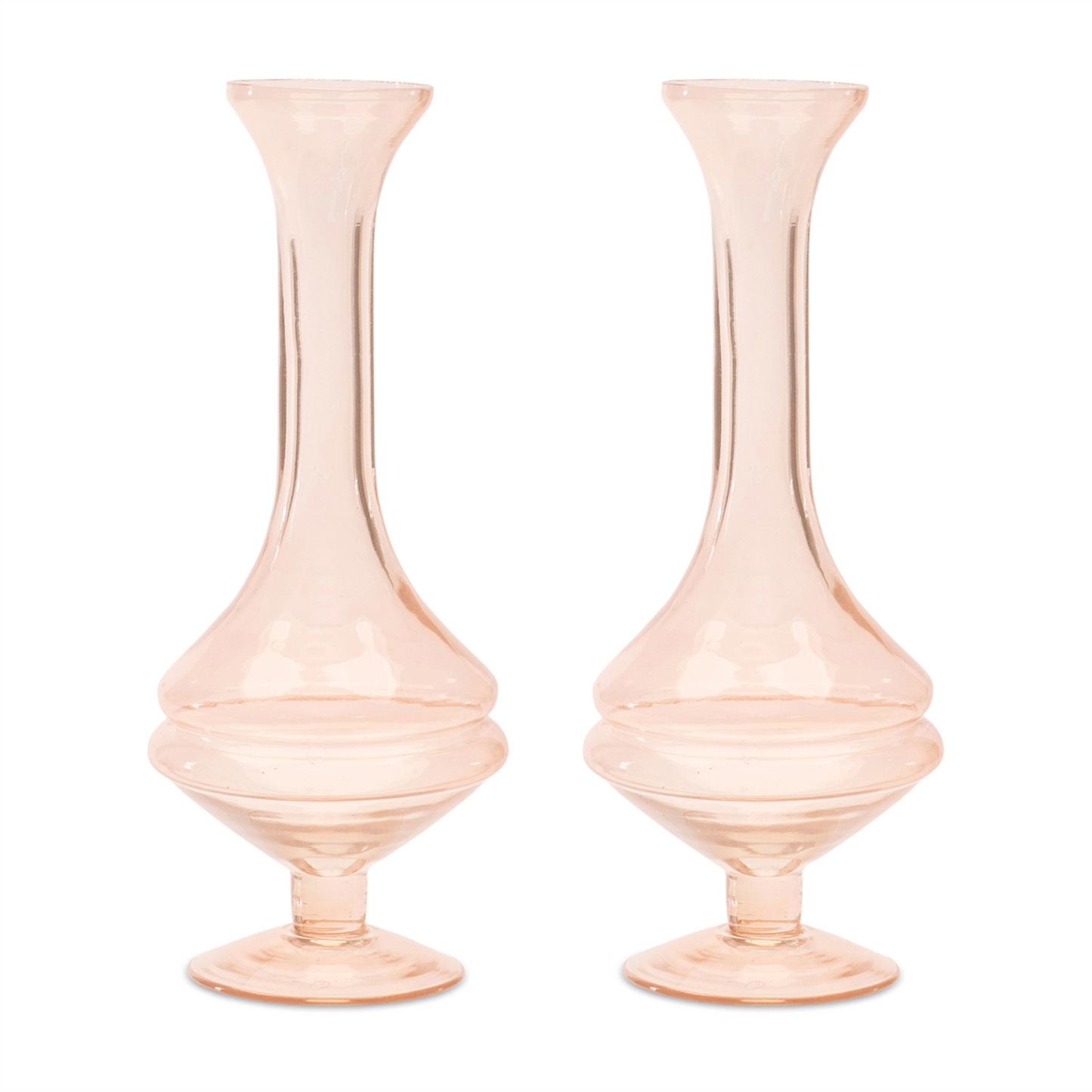 Pink Glass Stem Vase (Set of 2)