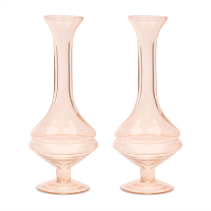Pink Glass Stem Vase (Set of 2)
