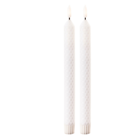 FIA Wick White Textured Taper Candle (Set of 2)