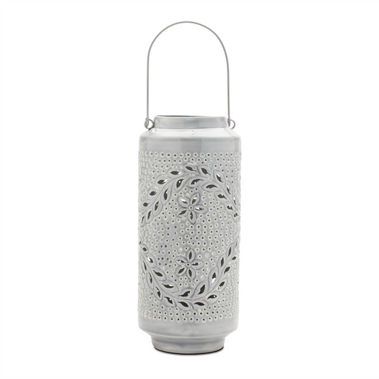 Punched Metal Candle Lantern 15.5"H