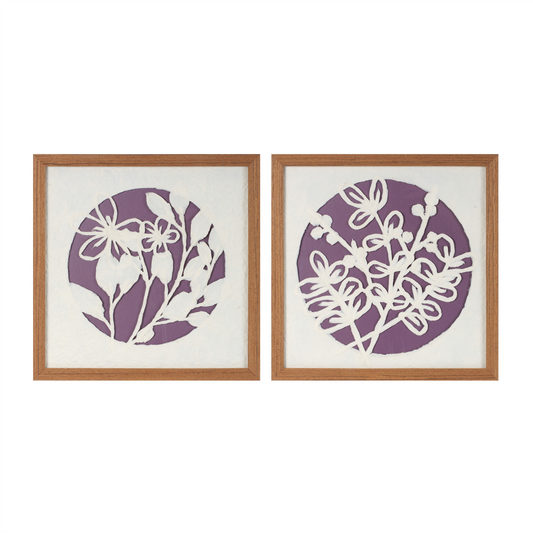 Framed Floral Wall Art Under Glass (Set of 2)