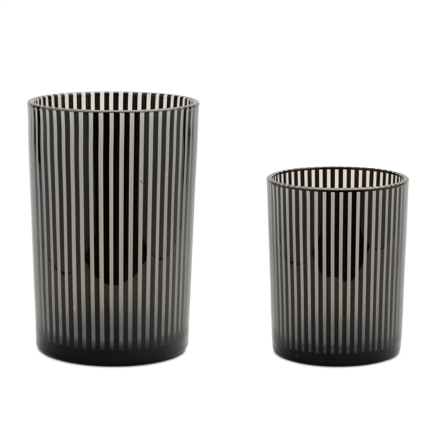 Srtiped Glass Candle Holder (Set of 2)