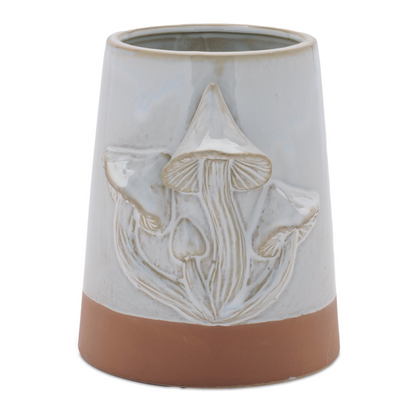 Tapered Porecelain Planter with Mushrooms (Set of 2)