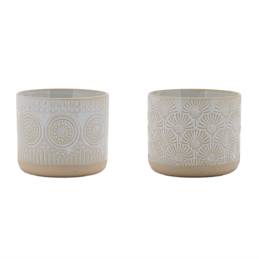 Porcelain Geometric Patterned Planter (Set of 2)