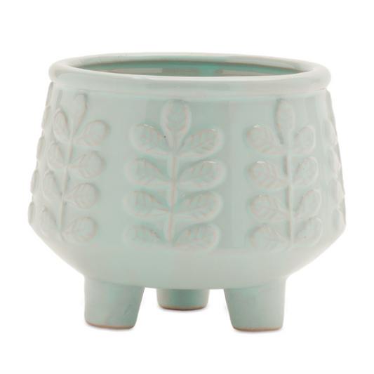 Footed Ceramic Leaf Pattern Planter (Set of 4)