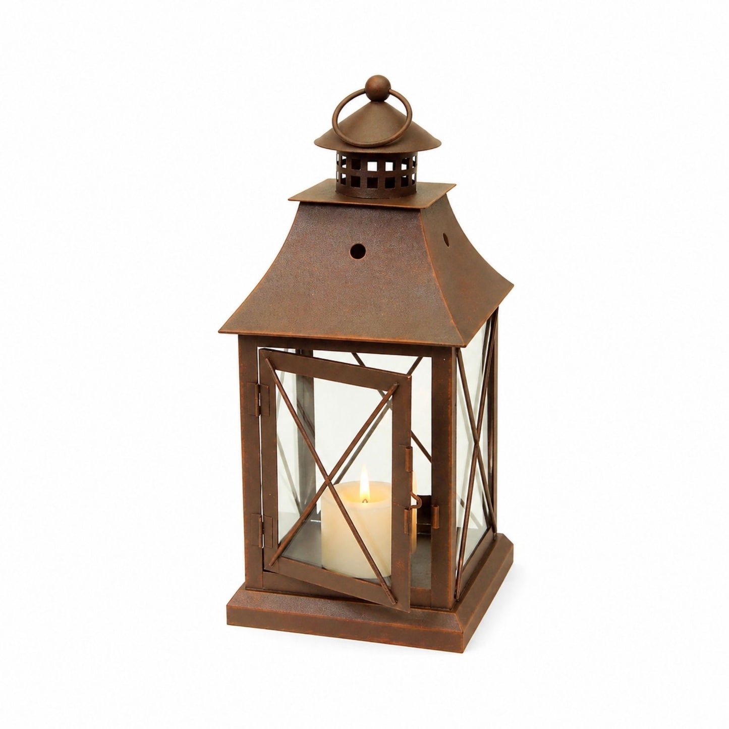 Classic Brown Metal Lantern (Set of 3)