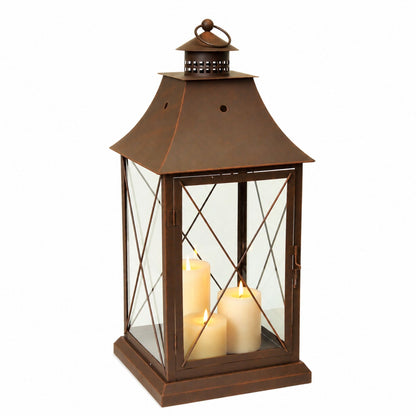 Classic Brown Metal Lantern (Set of 3)