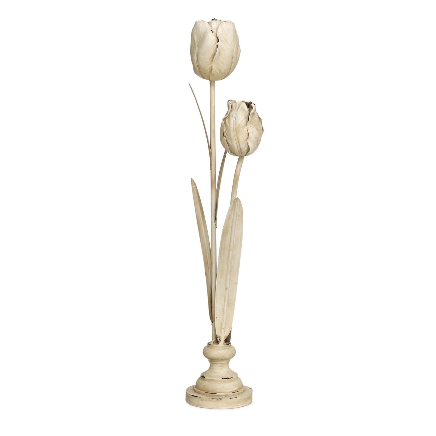 Distressed Ivory Floral Stem Sculpture (Set of 3)