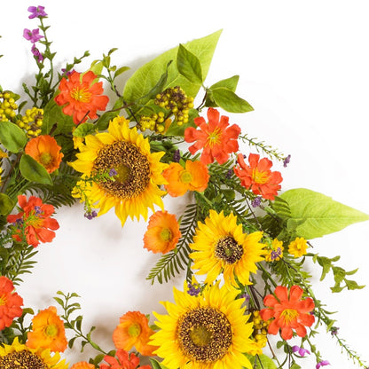 Mixed Sunflower Floral Wreath 22"D