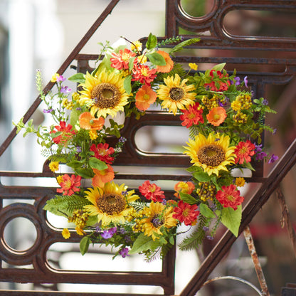 Mixed Sunflower Floral Wreath 22"D
