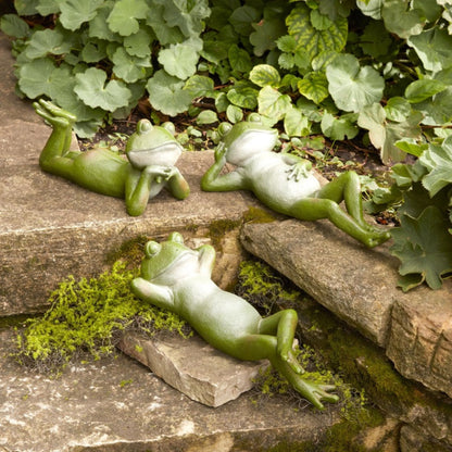 Lounging Garden Frog Figurine (Set of 3)