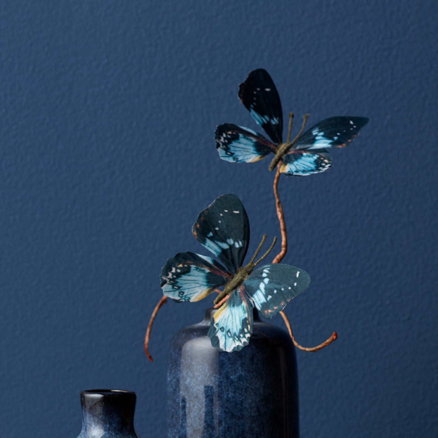 Blue and Black Wire Butterfly Spray (Set of 6)