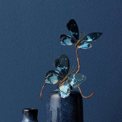 Blue and Black Wire Butterfly Spray (Set of 6)