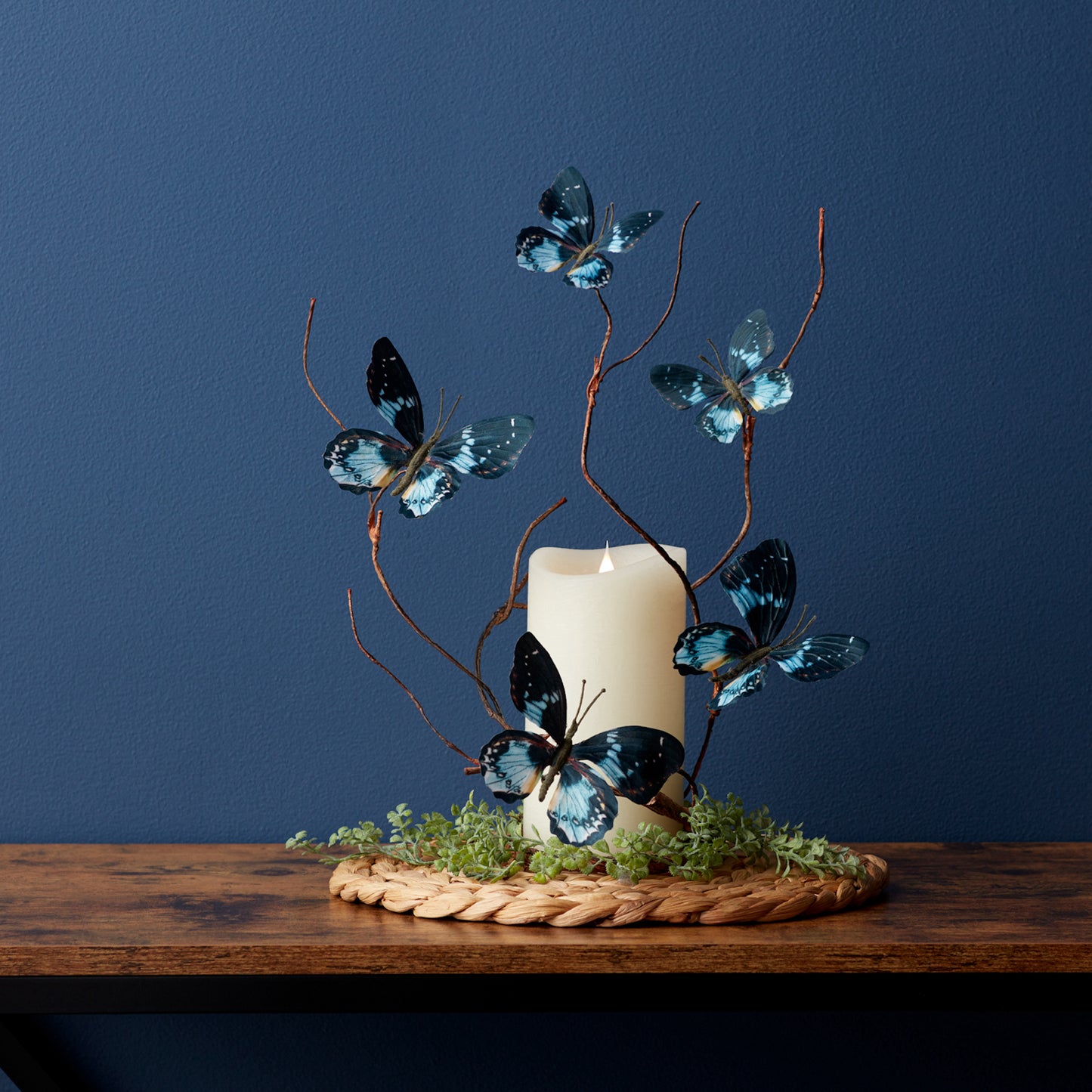 Blue and Black Wire Butterfly Spray (Set of 6)