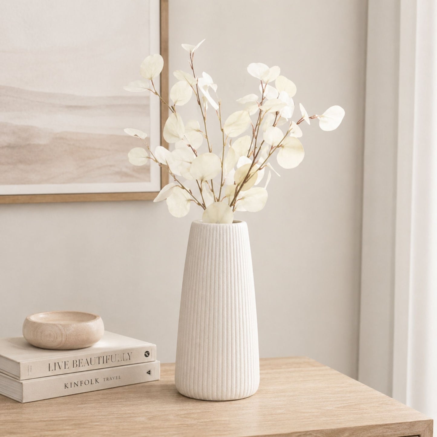 Ivory Silver Dollar Eucalyptus Leaf Spray (Set of 6)