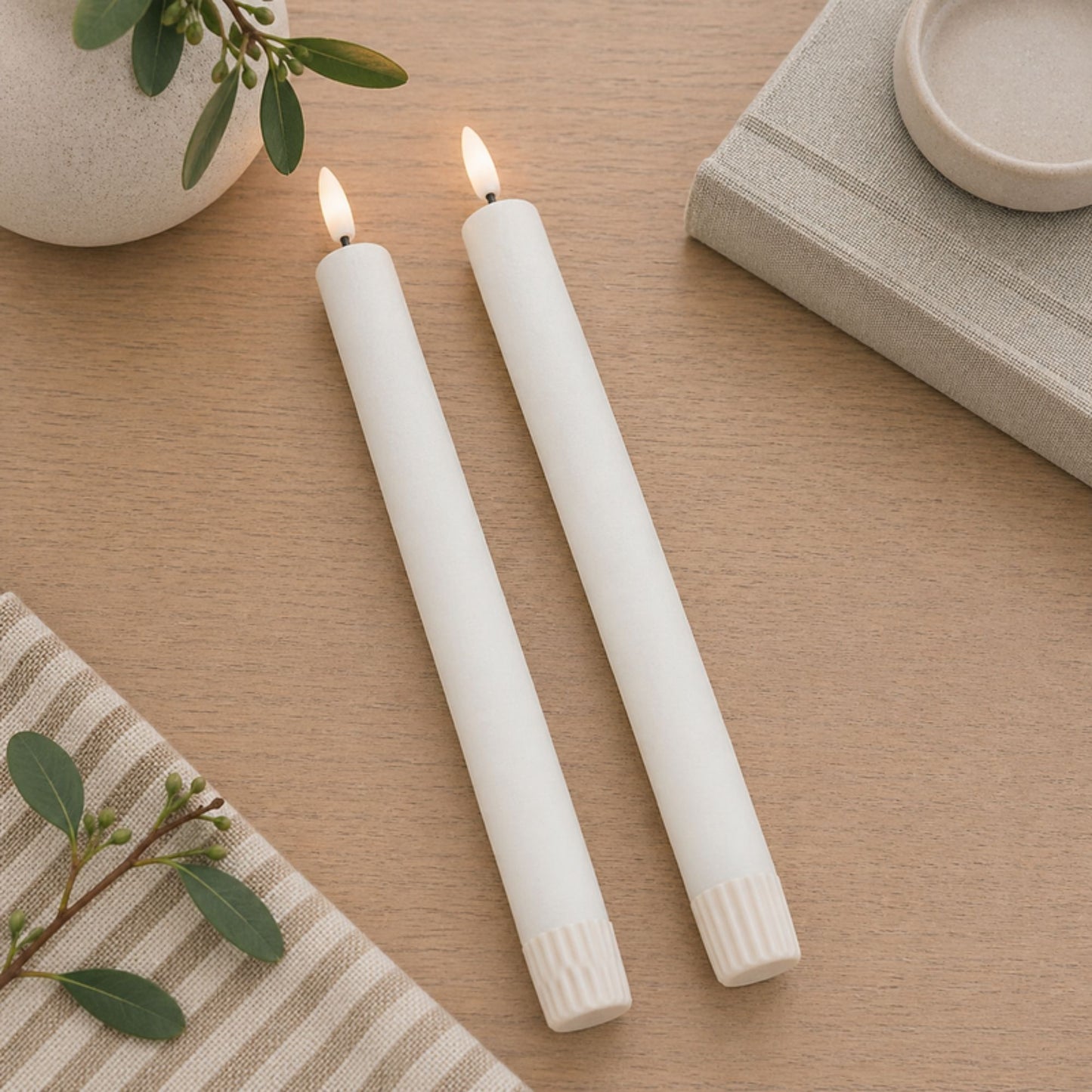 FIA Wick White Taper Candle (Set of 2)