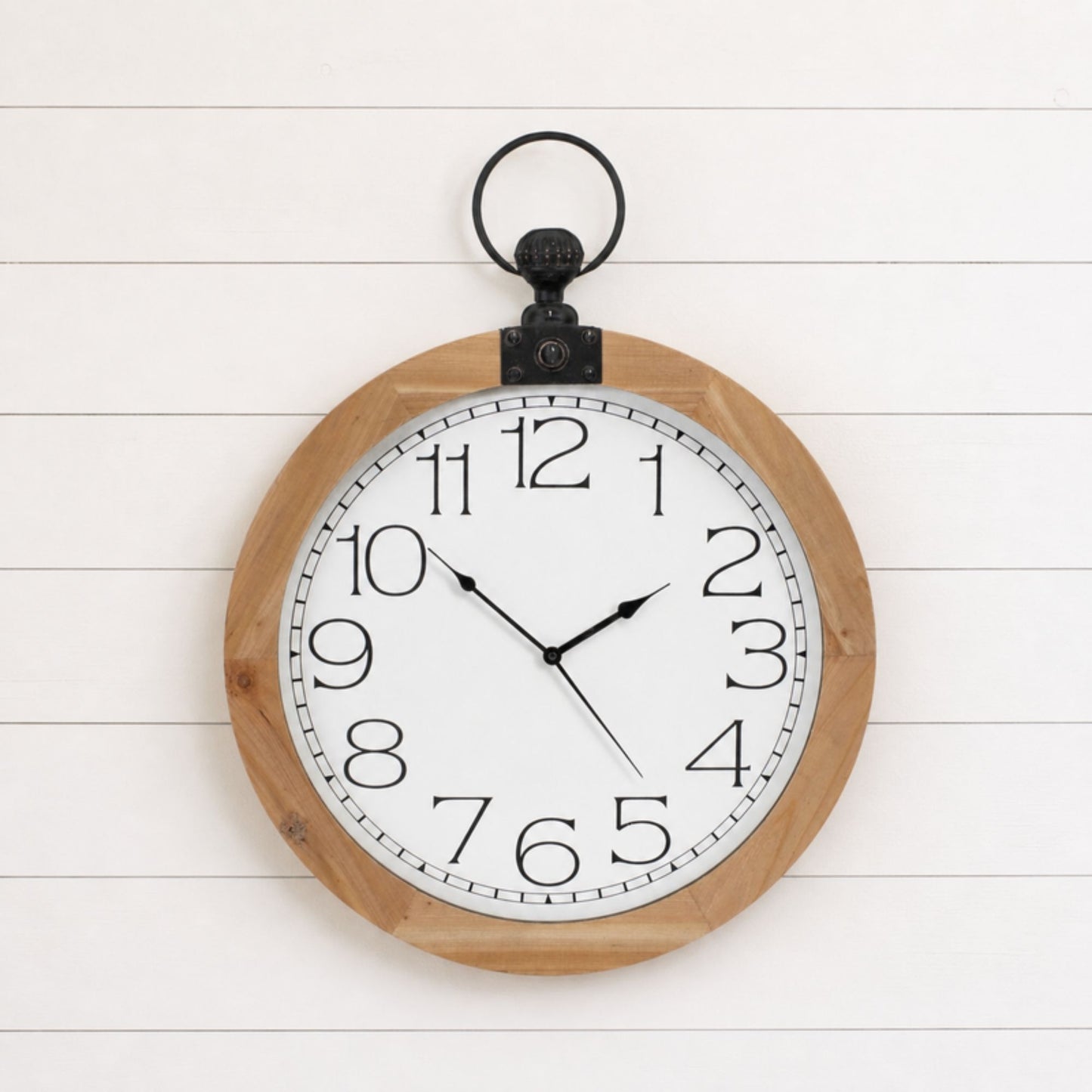 Round Wood Wall Clock Under Glass 23.75"D