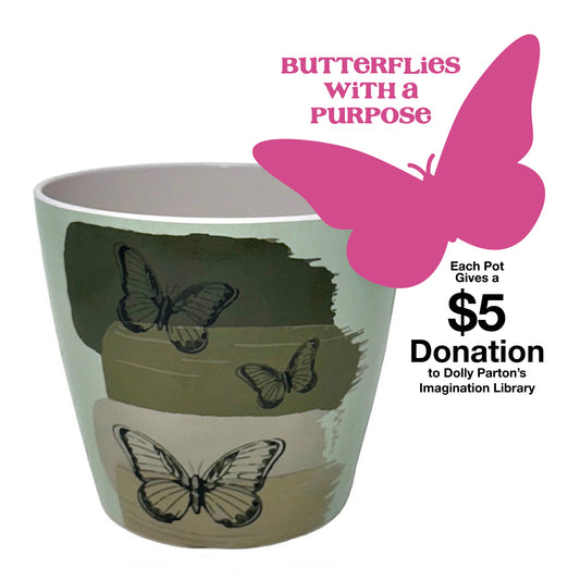 7" Butterfly Round Self-Watering Bamboo Pot