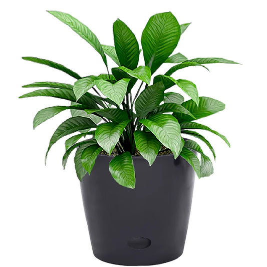 7" Black Round Self-Watering Bamboo Pot